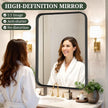 Bathroom Mirror 40x30 Inch Black Metal Frame Rectangle Vanity Mirror with Rounded Corners, Modern Wall Mounted Anti-Rust Mirror for Farmhouse, Restroom, Entryway, Horizontal or Vertical Hanging