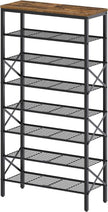 8 Tier Shoe Rack, Shoe Storage Organizer, Large Capacity Shoe Shelf Holds 32 Pairs of Shoes, Sturdy and Stable, for Entryway, Hallway, Closet, Dorm Room, Rustic Brown SS08BR