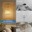 Gold Battery Operated Wall Sconces Set of 2 with Remote, Rechargeable Rattan Battery Powered Wall Lights/Lamps, Wireless Boho Lighting Fixtures for Bedroom Farmhouse, 15 Colors Dimmable,8''