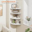 Homode Corner Floating Shelves, Set of 4 Round Corner Shelf Wall Mount with Cord Hole, 12 Inch Wood Curved Hanging Shelf for Cable Box, Speaker, TV Cords, Books, Plants, White