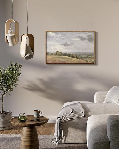 InSimSea Framed Canvas Wall Art Vintage Decor, Large Landscape Wall Art, Wild Field Painting, Rustic Modern Farmhouse Wall Decor for Living Room Bedroom, French Country Decorations, 20"x30"