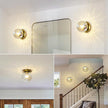 Modern Glass Globe Wall Sconce: Gold Spherical Sconces Light with Hammered Stained Glass Shade - Small Brass Vanity Single Ball Lights Fixture - Contemporary Wall Mounted Lamp for Bedroom Living Room
