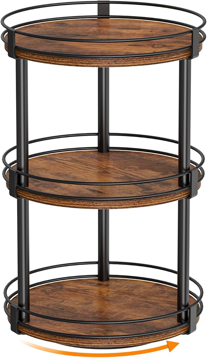 Snughome Lazy Susan Organizer, 3 Tier Rotating Spice Rack, Turntable Lazy Susan Kitchen Countertop Organizer, 10.2