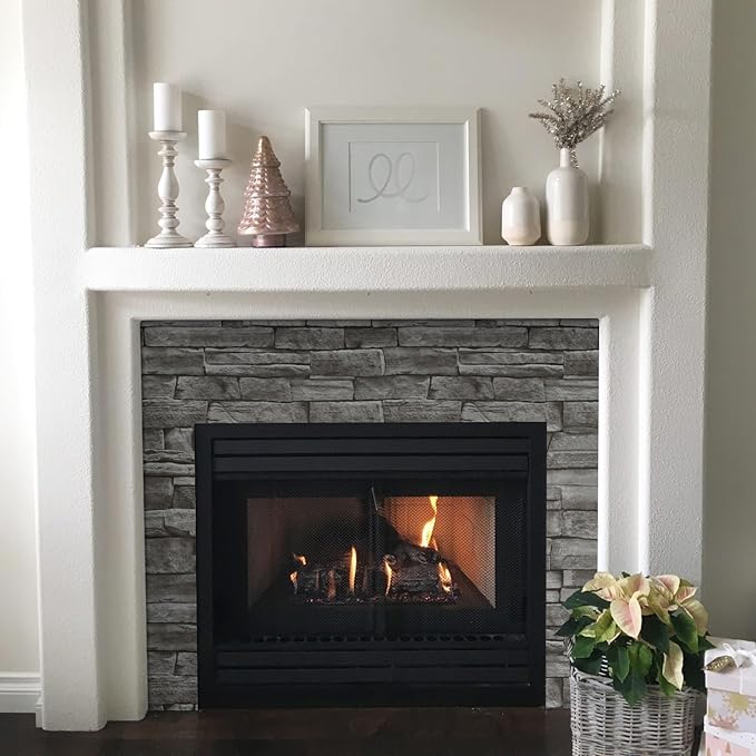 Abyssaly Dark Grey Stone Brick Wallpaper Peel and Stick Backsplash 17.71" X 118" Self-Adhesive Removable Contact Paper Stick on Wall Panels Faux 3D Stone Look Brick Shelf Paper Home Decorations