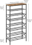 8 Tier Shoe Rack, Shoe Storage Organizer, Large Capacity Shoe Shelf Holds 32 Pairs of Shoes, Sturdy and Stable, for Entryway, Hallway, Closet, Dorm Room, Rustic Brown SS08BR