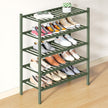 Smiry Bamboo Shoe Rack for Closet, 5 Tier Wooden Stackable Shoe Organizer, Free Standing Shoes Storage Shelf for Entryway, Front Door Entrance, Green