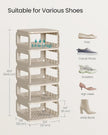 SONGMICS Shoe Rack, Shoe Organizer, 6 Shelves, Shoe Storage, Narrow Shoe Shelf, Open Shelf for Entryway, Living Room, Bathroom, Space-Saving, Cappuccino Beige ULPC037K01