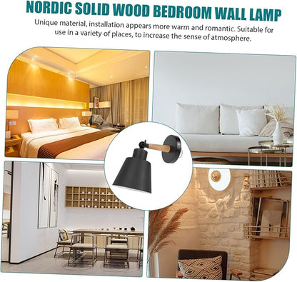 Nordic Modern Wall Light Black Wood Corridor Lamp Simple Chic Bedroom Wall Mounted Lamp for Hallway Stylish Minimalist Decor for Bedside and Balcony Lighting