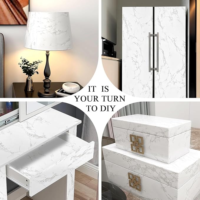 practicalWs Marble Contact Paper Peel and Stick, 15.7inch×118.1inch White Gray Marble Wallpaper for Countertops Waterproof, Self Adhesive Removable Wall Paper for Kitchen Backsplash Cabinet