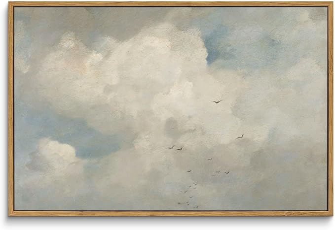 InSimSea Framed Canvas Wall Art Vintage Decor, Home Decor Classical Oil Paintings Sky Cloud Prints, Vintage Landscape Large Wall Art for Living Room Bedroom Bathroom Home Office Decor, 16