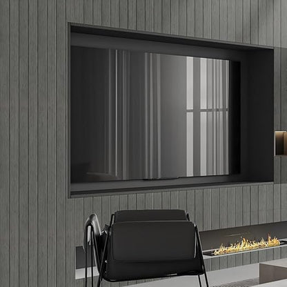 Thick Wood Slat Wall Panels, Modern 3D Peel and Stick, 15.75"x118" Self-Adhesive Accent Wall with Sound Dampening for TV Wall and Ceiling, Bedroom, Home Office, Dark Grey, 13 Sq Ft