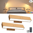 Rechargeable Wood Wall Lights (2 Pack) with Remote & Touch, 5200mAh Battery Operated Wall Sconce with 3 Color Temperatures & RGB. Magnetic, Stick-On, Dimmable Wall Reading Lamp for Bedroom, Picture
