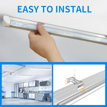 CNSUNWAY LED Shop Lights 2FT, 20W High-Efficiency Under Cabinet Lighting 6500K Cool White, V-Shaped Linkable T8 Shop Light for Workbench, Kitchen, Workshop, Basement, ETL Listed (6 Pack)