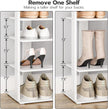 HOOBRO 8 Tiers Vertical Shoe Rack, Wooden Shoe Storage Organizer with Hooks, Narrow Shoe Tower for 8 Pairs, Space Saving, for Entryway, Living Room, Bedroom, White WT07XJ01G1