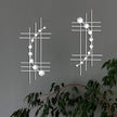 ZEXUIRU 2 Pack Silver Abstrac Wall Decor – Metal Crystal Wall Art with Sparkling Rhinestones, 16.5’’/24 Inch Wall Hanging Set for Living Room Bedroom Bathroom – Modern Bling Home Decorations