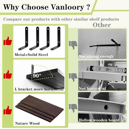 Floating Shelves Over Toilet, Wall Mounted Bathroom Organizer Shelf with Storage Basket for Toilet Paper, Wood Wall Shelves with Towel Rack for Bathroom Bedroom(Dark Brown, Set of 4, 16 in)