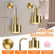 VerRon Rechargeable Battery Operated Wall Sconce Set of Two, Gold Wireless Battery Powered Lights with Dimmable Detachable Bulbs & Remote, Modern Sconces Wall Decor for Bedroom Living Room Hallway
