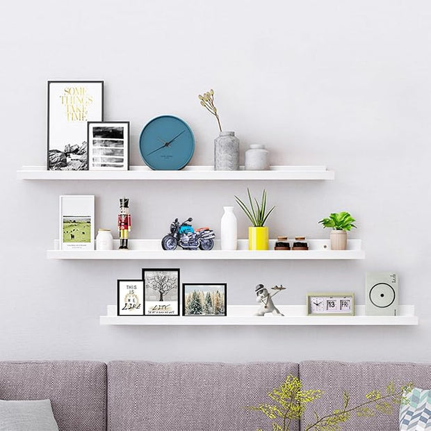 AZSKY 36 Inch Picture Ledge Shelf Floating Shelves Wall Mounted Set of 3 White