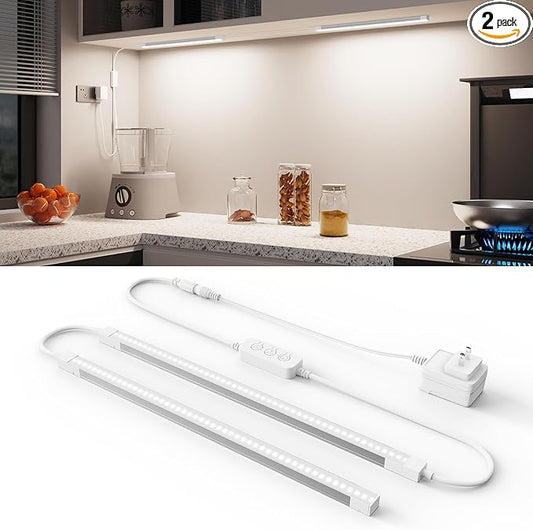 12-Inch Under Cabinet Lighting, Ultra Slim 5CCT Adjustable (2700K-5000K) Hardwired LED Cabinet Lights for Kitchen, Closet, Shelf, 24V Low Voltage, 2 Pack