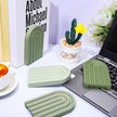 Whaline 4Pcs Boho Arch Wood Bookends Sage Green Rainbow Wooden Book Stands Decorative Non Skid Book Stoppers Study Cute Bookend for Back to School Heavy Books Home Office Library Kitchen (4 Colors)