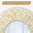 Boho Mirror Wall Decor for Living Room, 3PCS Natural Mother of Pearl Decorative Mirror for Farmhouse Rustic Home, Hanging Sculptures for Women Bedroom Hallway Porch Decoration (Light Brown)
