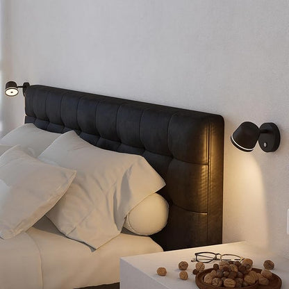 Aisilan Wall Sconce Set of 2, Hardwired Touch Dimmable Wall Light with 3 Color Temperatures, Adjustable 7W LED Wall Lamp CRI97, Modern Black Aluminum Sconce for Bedroom Bedside Hallway