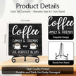 Farmhouse Coffee Bar Decor, Family Friends Wooden Signs for Home Office Desk Shelf, Rustic Tabletop Centerpieces for Kitchen Accessories - A06