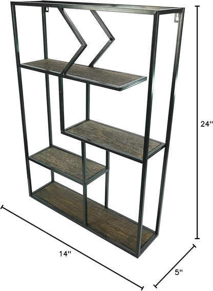 Admired By Nature 4 Tier Rustic Farmhouse Floating Wall Shelves, Wall Mounted Organizer Storage Shelf for Home Decor, 1 Unit