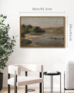 SHENIFY 24x36in Large Vintage Landscape Framed Canvas Wall Art Grassland Classic Paintings Farmhouse Bathroom Office Decor - Natural Framed