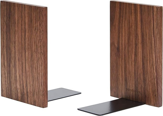 Pandapark Wood Decorative Bookends,Non-Skid Bookend for Shelves,Heavy Duty Bookends,Book Stand for Books/CDs,1 Pair