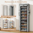 Shoe Rack with Cover Narrow Shoe Rack Organizer with 4 Side Pockets 10 Tier Tall Shoe Storage Shoe Shelf Holds 18-22 Pairs Shoes and Boots Shoe Rack for Closet, Grey