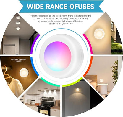 LED Puck Lights with Remote Control, Wireless Under Cabinet Lighting,Color Changing Lights with Dimmer and Timer, AAA Battery Operated Powered Push Night Lights (6 Pack White)