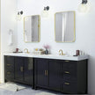 Gold Framed Bathroom Mirror, Brushed Gold Bathroom Vanity Wall Mirror, Rounded Rectangle Gold Frame Mirror, Tempered Glass, Anti-Rust, Hangs Horizontally or Vertically (24