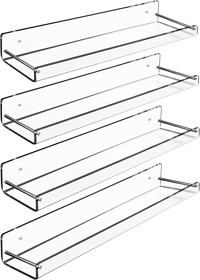 AMT 4 Pack Acrylic Floating Shelves, 15