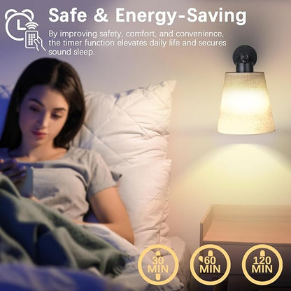 Battery Operated Wall Sconce Set of 2,Gold Rechargeable Wall Lights with Lampshade Dimmable RGB Bulbs and Remote,15 Colors Wireless Wall Lamps for Bedroom Living Room (Black)
