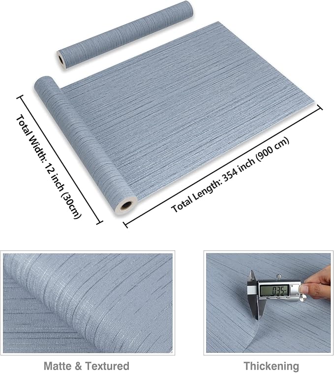 CRE8TIVE Light Blue Grasscloth Wallpaper Textured Stick and Peel Faux Grass Cloth Wallpaper for Walls Self Adhesive Removable Wallpaper Linen Grasscloth Contact Paper for Furniture Home Decor 12