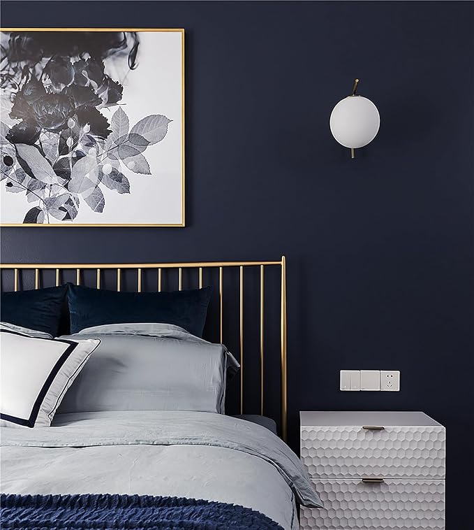 Blue Wallpaper Peel and Stick Dark Blue Wallpaper for Bedroom Bathroom Self Adhesive Removable Wallpaper Navy Blue Contact Paper for Cabinet Kitchen Room Wall Decor Vinyl Upgraded 17.3