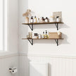 Fun Memories Deep Floating Shelves for Wall, 36W x 8D Wall Mounted Shelves Set of 2, Wide Display Ledge Shelf with Sturdy Metal Brackets for Living Room, Bathroom, Bedroom and Kitchen, Rustic Brown