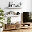 24x6.8x2 Inch Rustic Floating Shelves for Wall Set of 2 - White Solid Wood Wall Mounted Shelves with Invisible Bracket, Extended Design for Farmhouse Living Room Bedroom Kitchen Decor