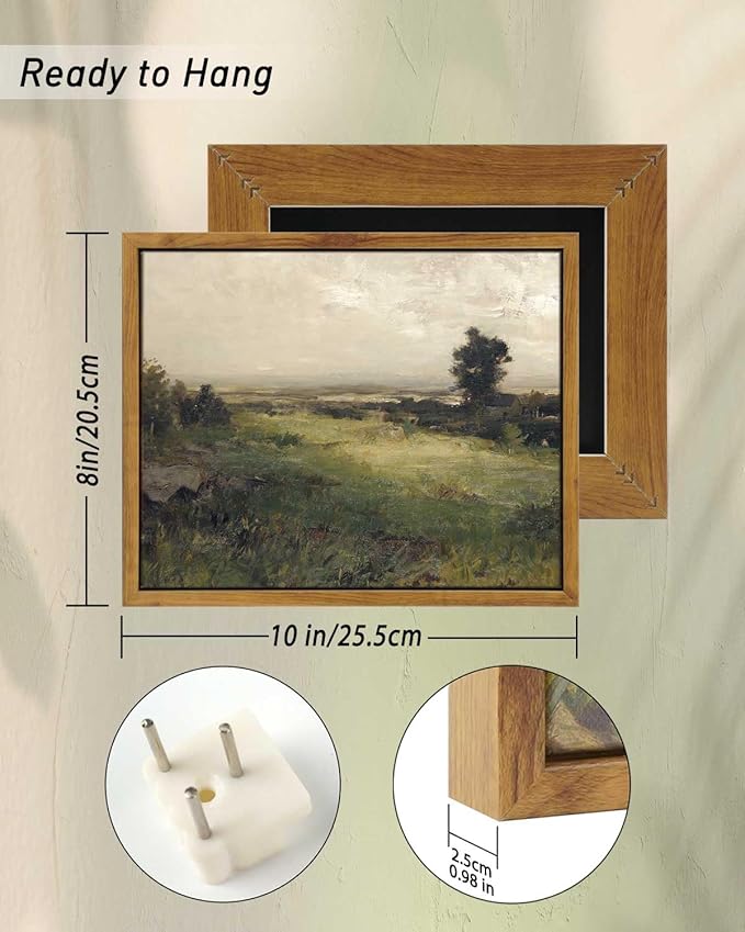 InSimSea Framed Canvas Wall Art Vintage Decor, The Vast Grassland Wall Art Room Decor, Classical Scenery Oil Painting Wall Artwork, Home Wall Decoration for Bedroom Living Room Bathroom, 8