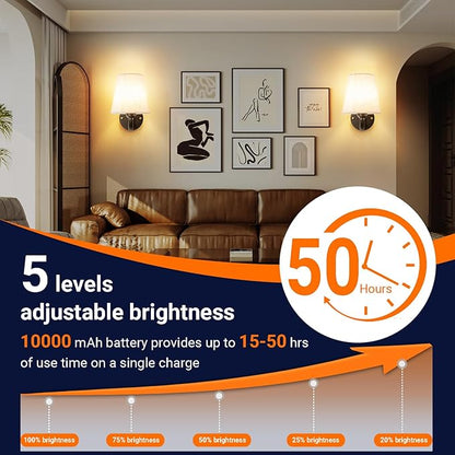 Peel and Stick Wall Sconces, No Drilling Stick On Wall Sconce, Wireless Battery Operated Wall Lights, Adhesive Wall Lamp with 10000mAh Battery Bulb for Bedroom Living Room Decor