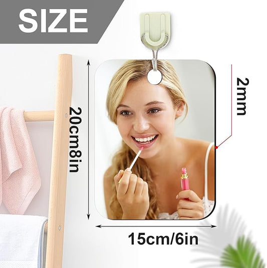 JUNEBRUSHS 2 Pack Medium Mirror for Shaving (6 × 8 inch) Fogless Shatterproof Mirror for Wall Hanging Bathroom Handheld Makeup Mirror for Men Portable Travel Camping Mirrors