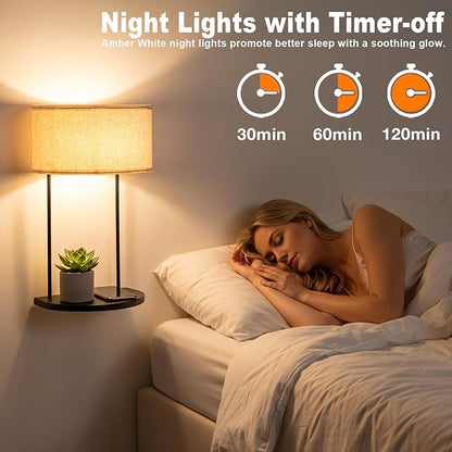 Wireless Wall Sconce with 5000 mAh Rechargeable Magnetic RGB Bulb & Remote Control, Battery Operated Metal Wall Light with Shelf for Bedroom Bedside Table or Living Room Decor
