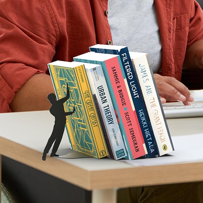 Artori Design Book Ends to Hold Books Heavy Duty - Hidden Metal Bookends for Shelves Desk or countertop - Bookend Book Holder for Home Decorative - Gift for Book Lovers and Home Decor (Cliffhanger)