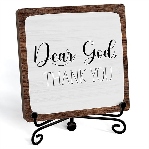 Modern Farmhouse Decor, Home Decor For Living Room, Boho Chic Aesthetic Shelf Decorations, Christian Rutsic Dear God Sign, Farm House Entryway Tv Stand Fireplace Coffee Table Decoration (05)