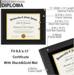 A PLUS MAX 11x14 Diploma Frame Display 8.5 x 11 Certificate with Black & Gold Mat, Engineered Wood Document Frame with Black Wood Grain for Masters Associates Bachelor Degree - 1 Pack