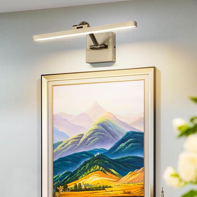 LED Modern Dimmable Picture Lights for Wall 15.75 Inch Hard-Wired Picture Frame Lights for Paintings Gallery Light with Adjustable Swing Arm Display Lights For Artwork, 7W, Warm White Antique Bronze