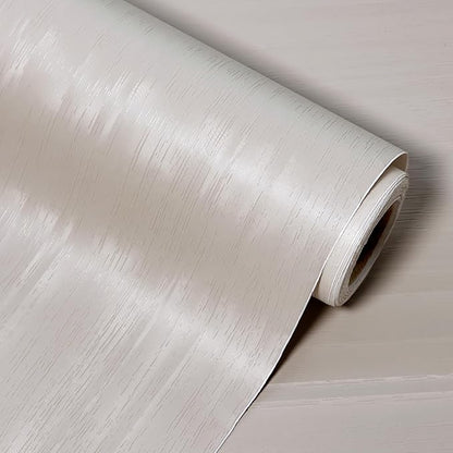 wishFIRE Cream Textured Peel and Stick Wallpaper 15.7"×394" Contact Paper Wood Look Wall Paper Self Adhesive Waterproof Vinyl Wallpaper for Bedroom Kitchen Cabinets Countertop