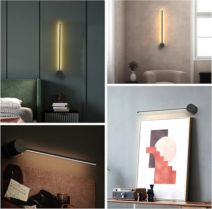 Wireless Wall Sconces Set of Two, 23.6" Rechargeable Art Display Light, 3 Color Temperature Dimmable with 350° Rotation Wireless Lights for Living Room Bedroom Hallway Gallery Art Frame