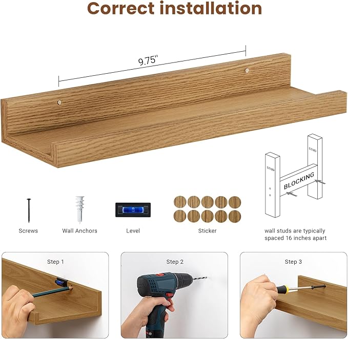 Heimlove Floating Shelves Set of 6, 16